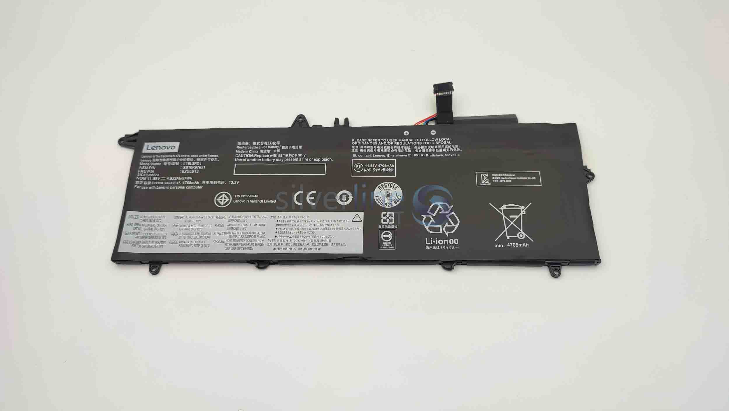 Lenovo ThinkPad T14S T490S T495S Series Battery L18C3PD1 L18L3PD1 L18M3PD2 L18C3PD2 02DL013 02DL014 SB10K97652 5B10W13909 5B10W51837 11.52V 4950mAh 57Wh