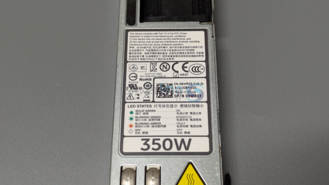 Dell PowerEdge R320 R420 350W Power Supply L350E-S1 / 09WR03