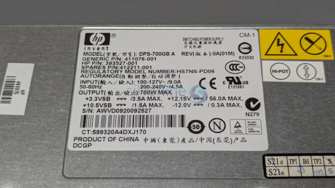 HP Proliant DL360 G5 DPS-700GB Power Supply 700W 393527-001 412211-001 -SERVER